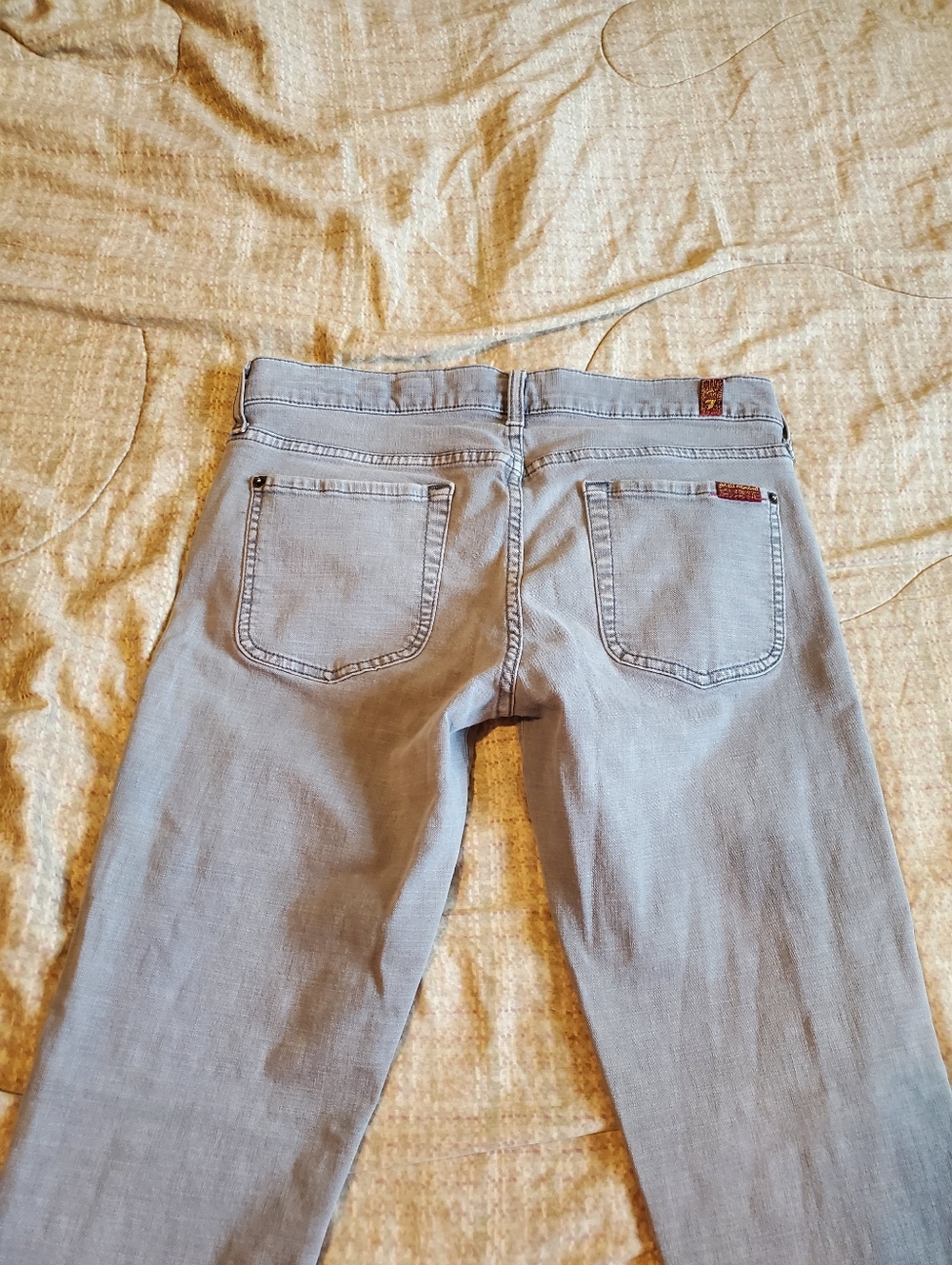 7 For All Mankind Size 28x34 Roxanne Skinny Light Grey Side Leg Zipper - Picture 9 of 11
